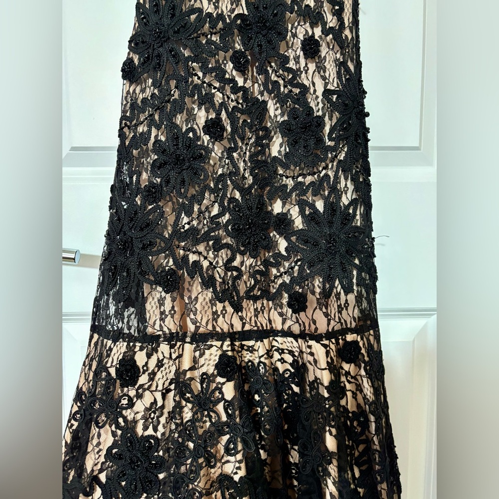 size 2 black lace maxi gown with nude underlay - Picture 6 of 17